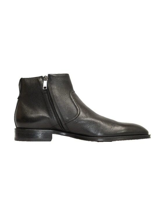 New! Hugo Boss Derek Leather Zip Ankle Boots Black Sz 10 M US DD554 Made Italy main image 5